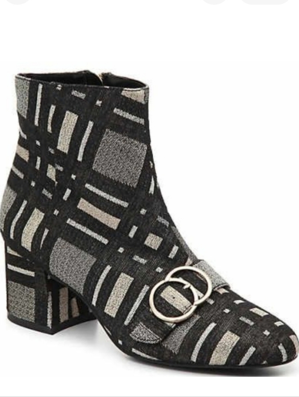 BLEECKER & BOND Lacey Mettalic Plaid Ankle Boots Booties 6.5.